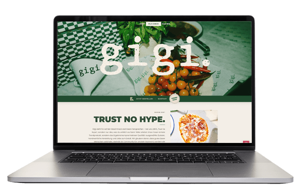 WordPress-Website für gigi. auf einem aufgeklappten Laptop